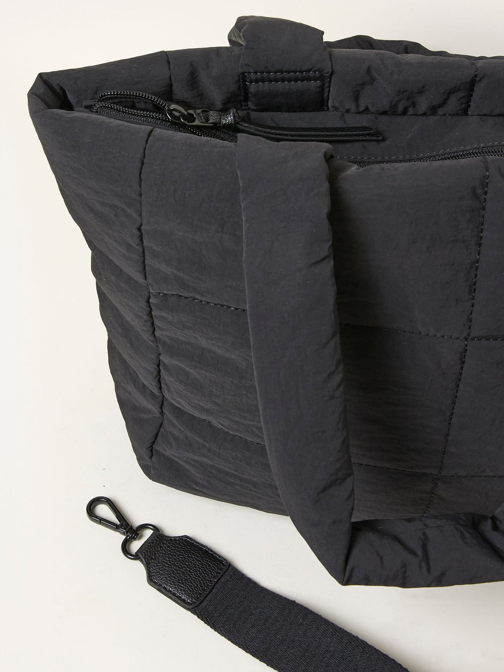 Black Quilted Nylon Tote Bag