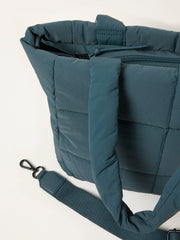 Teal Blue Quilted Nylon Tote Bag