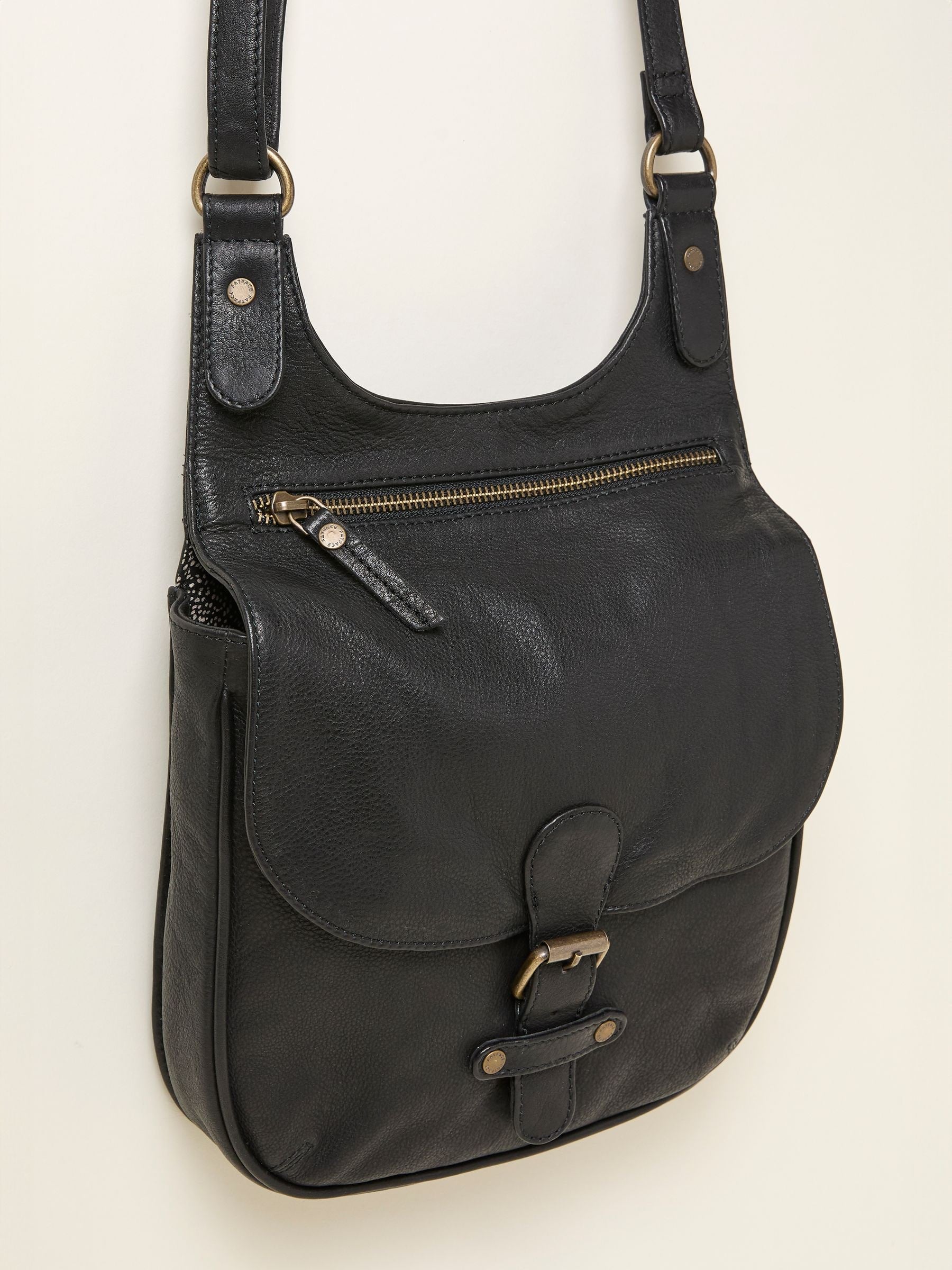 Anna Black Oiled Crossbody Bag