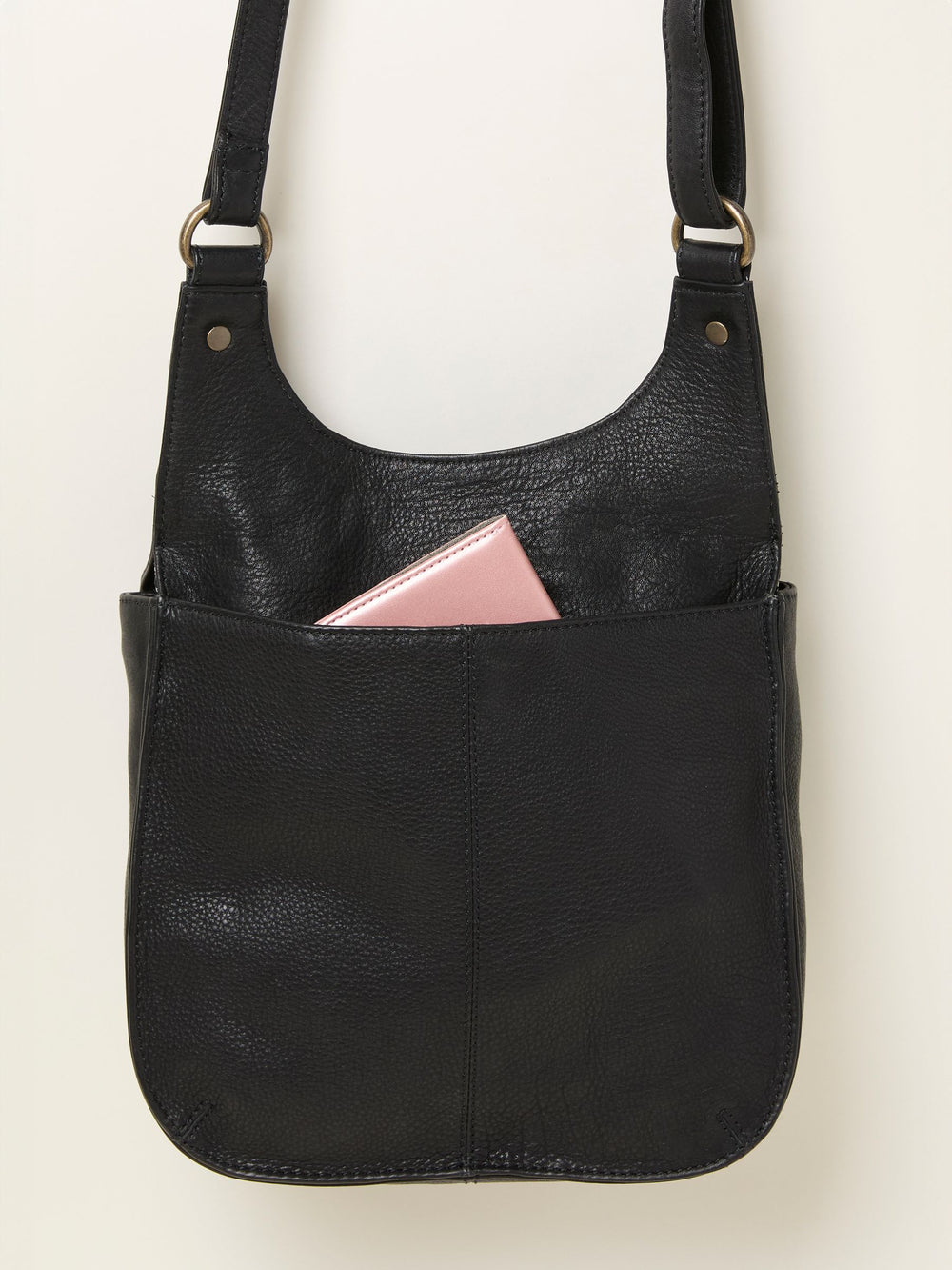 Anna Black Oiled Crossbody Bag