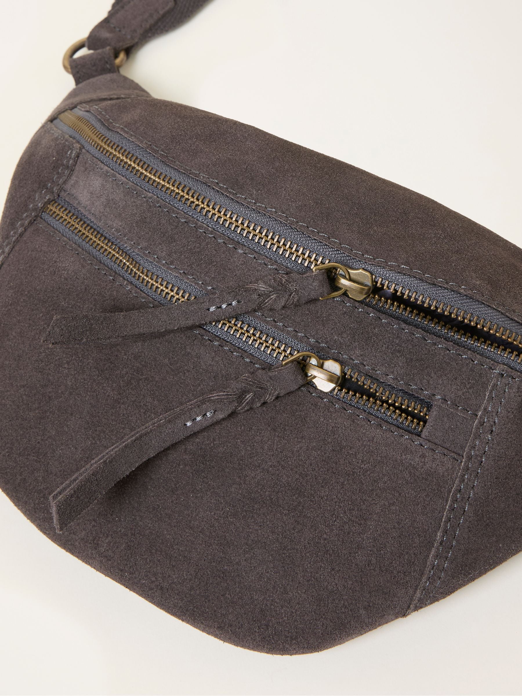 Grey Suede Sling Bag