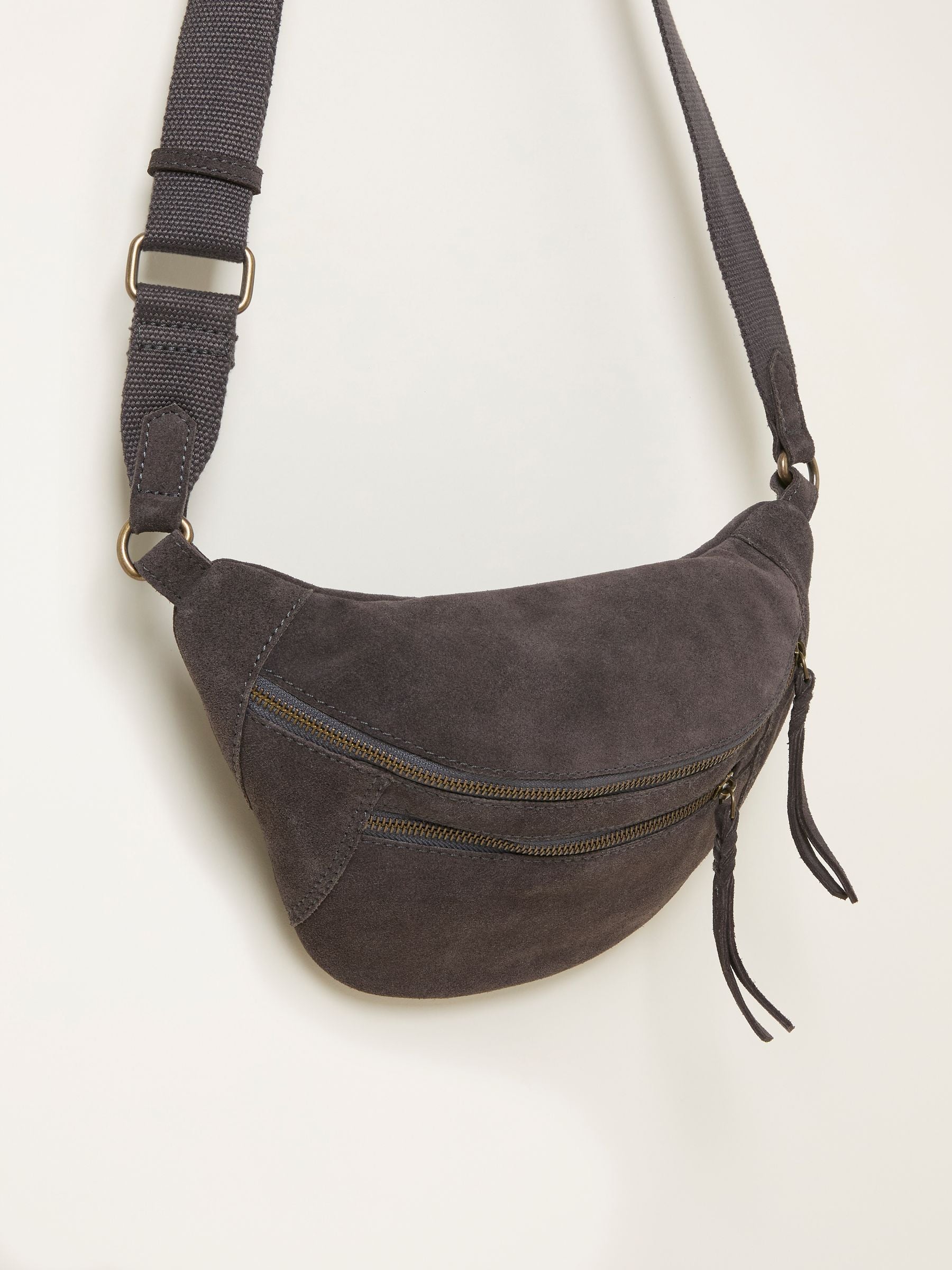 Grey Suede Sling Bag