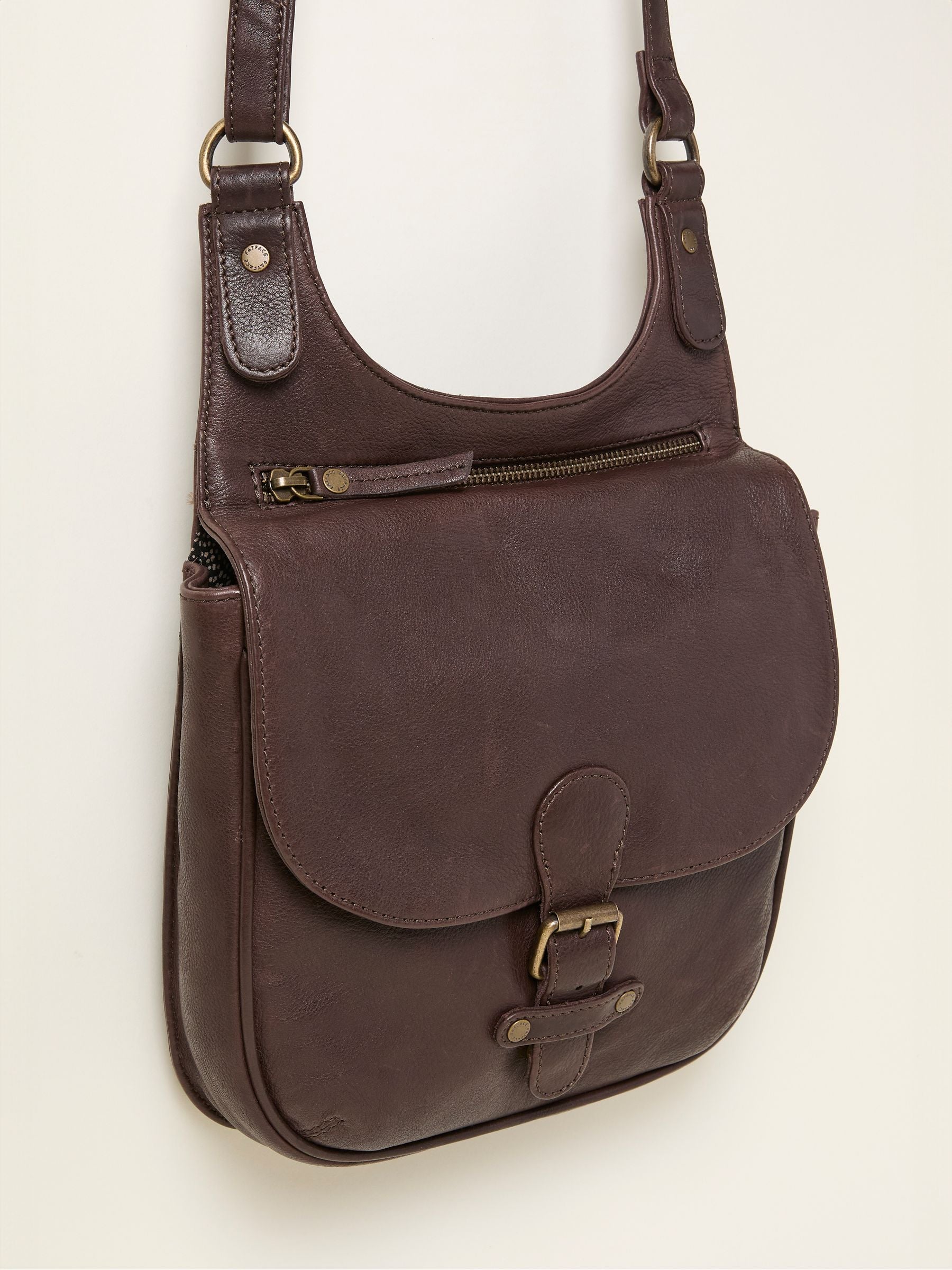 Anna Chocolate Brown Oiled Crossbody Bag