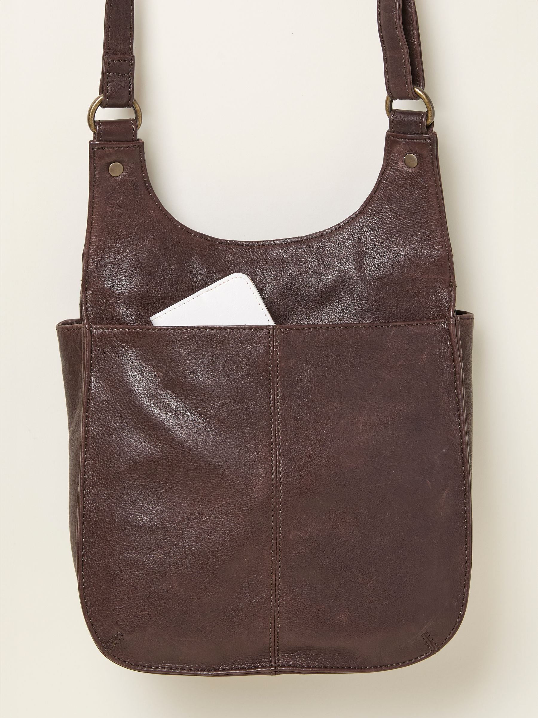 Anna Chocolate Brown Oiled Crossbody Bag