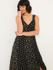 Maj Black Mono Ditsy Midi Dress
