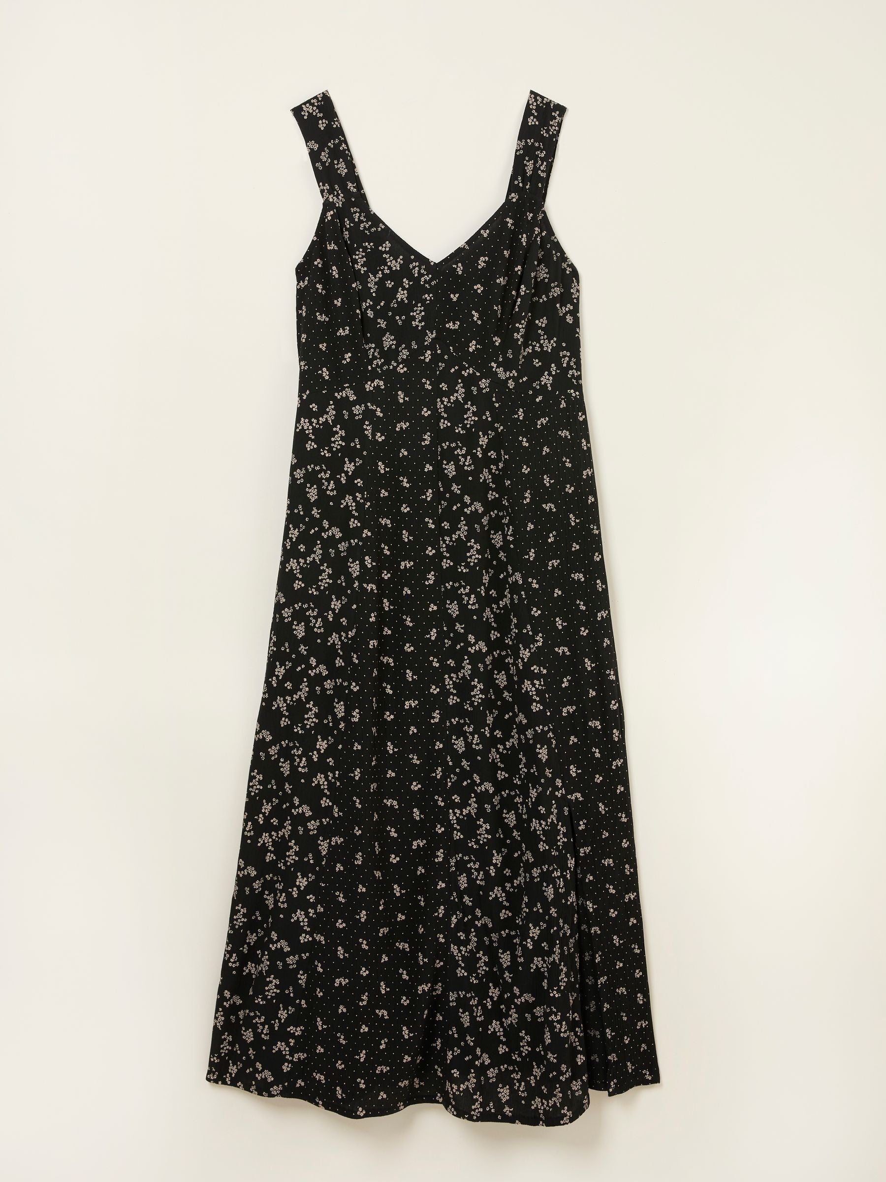 Maj Black Mono Ditsy Midi Dress