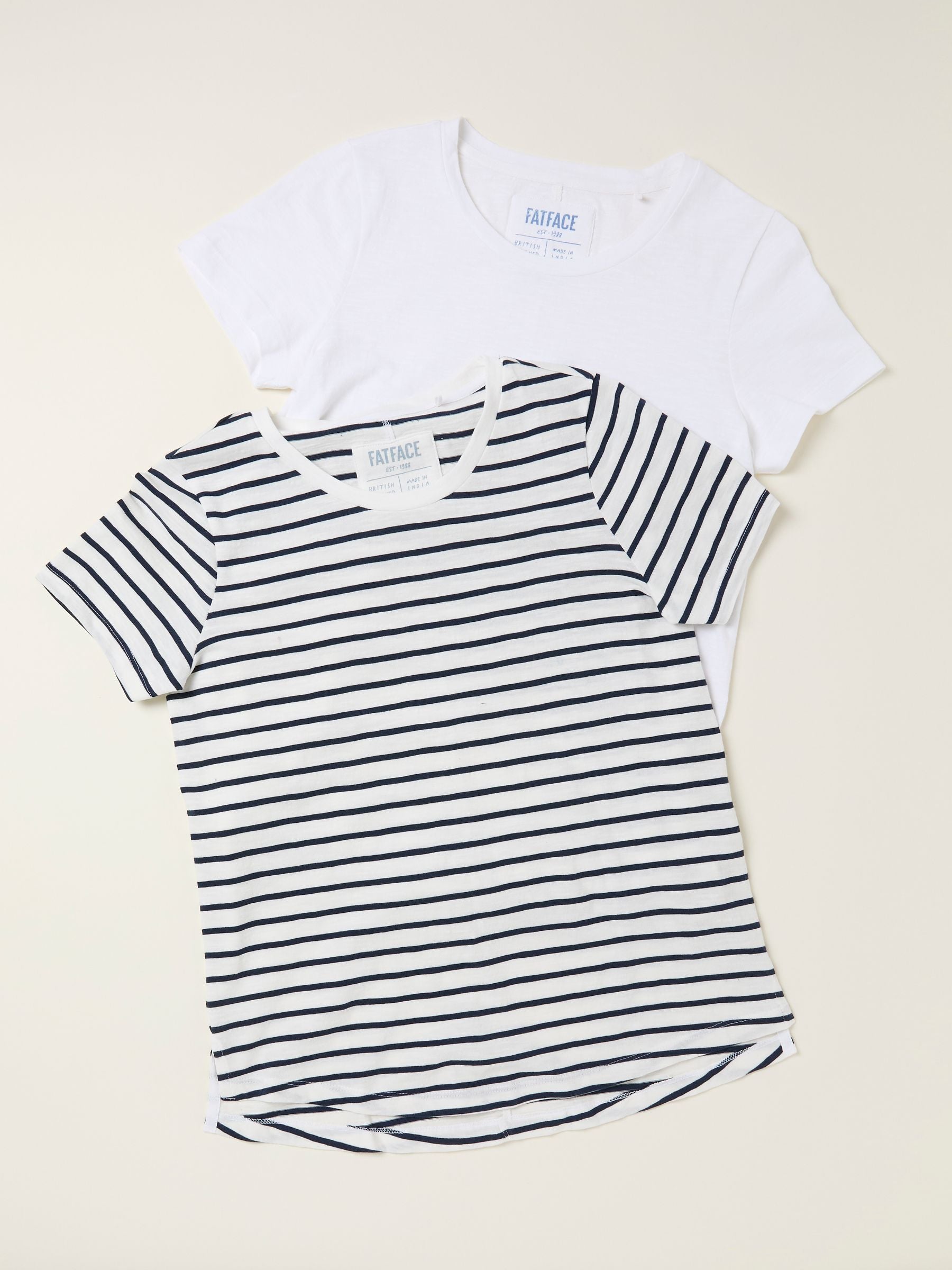 Natalie Ivory/Navy 2 Pack Plain T Shirt