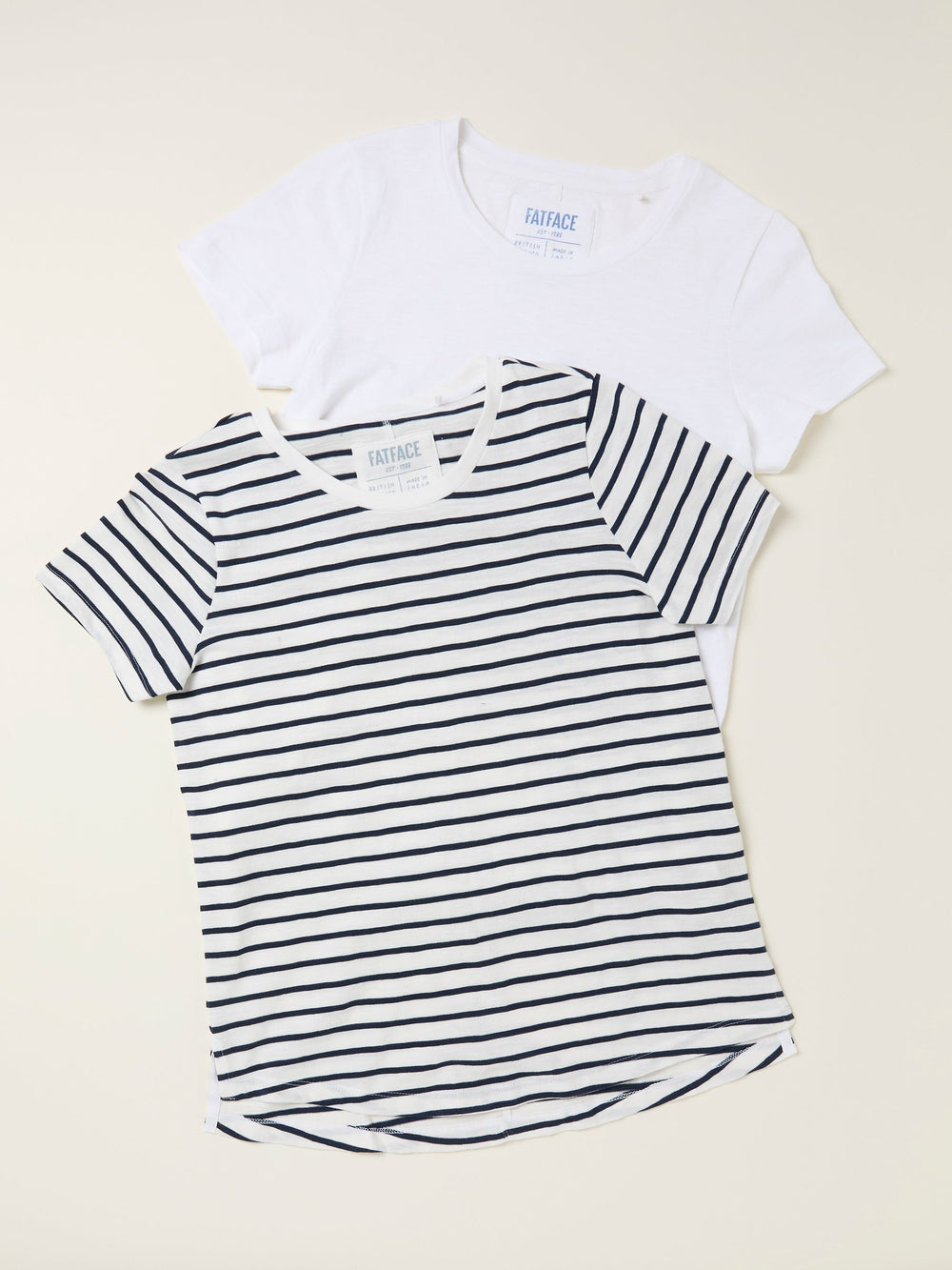 Natalie Ivory/Navy 2 Pack Plain T Shirt