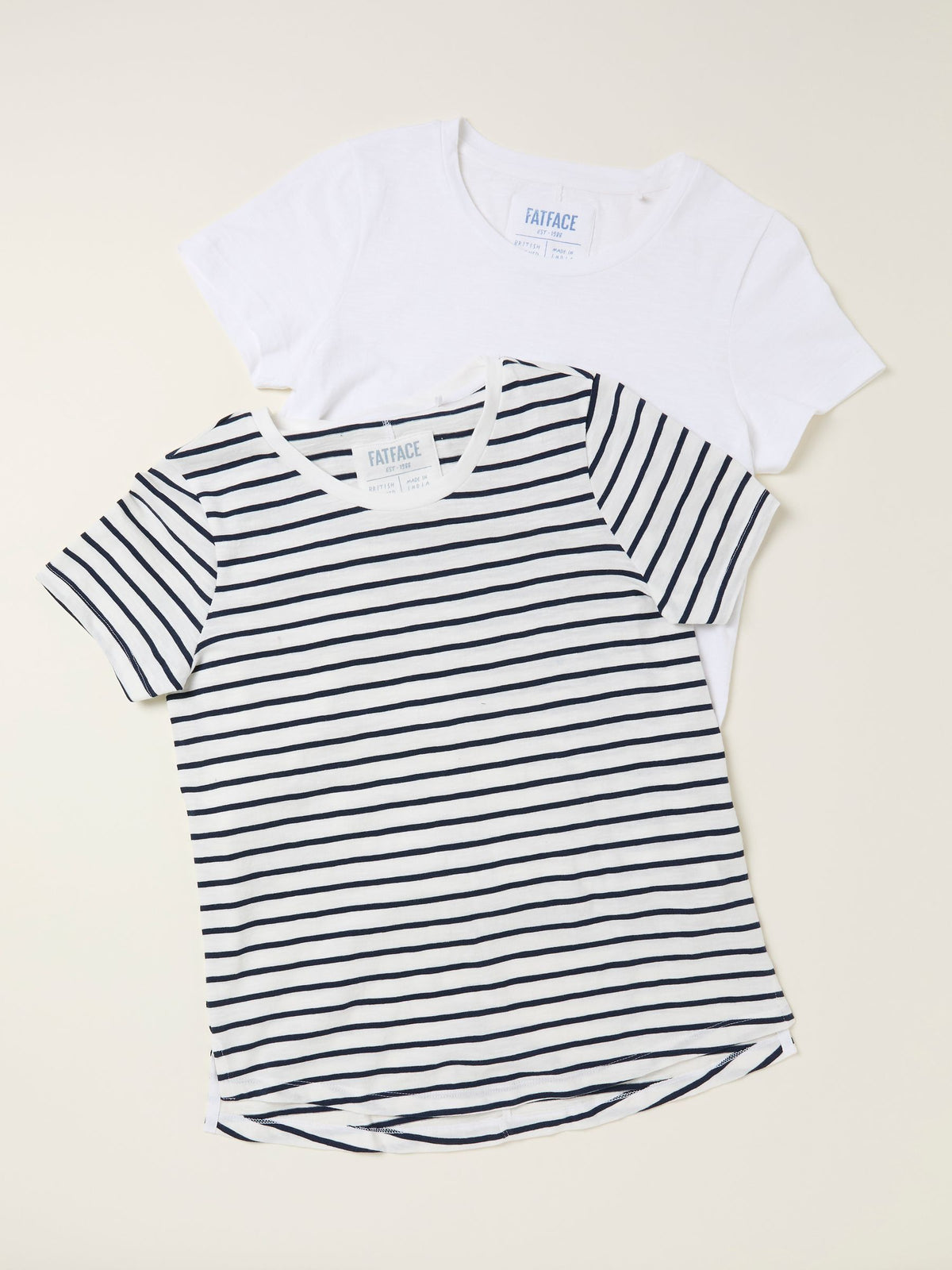 Natalie Ivory/Navy 2 Pack Plain T Shirt