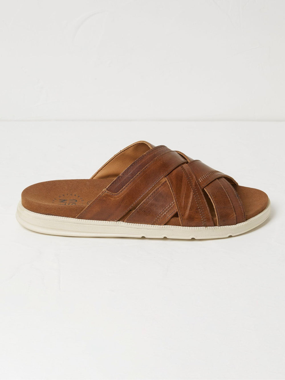 Hinton Brown Leather Sliders