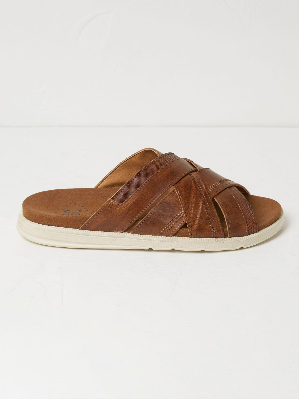Hinton Brown Leather Sliders