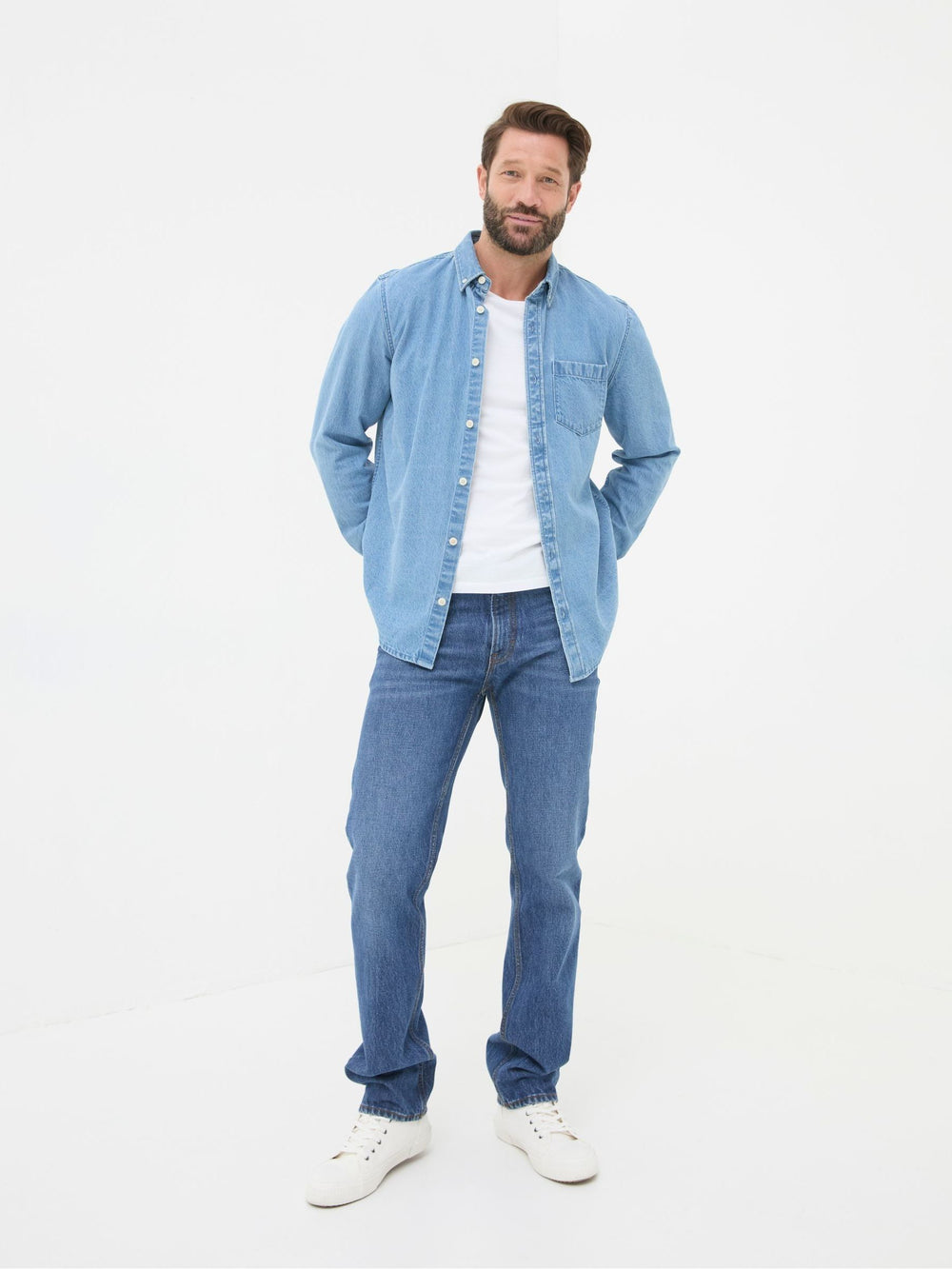 Stone Wash Blue Straight Fit Jeans