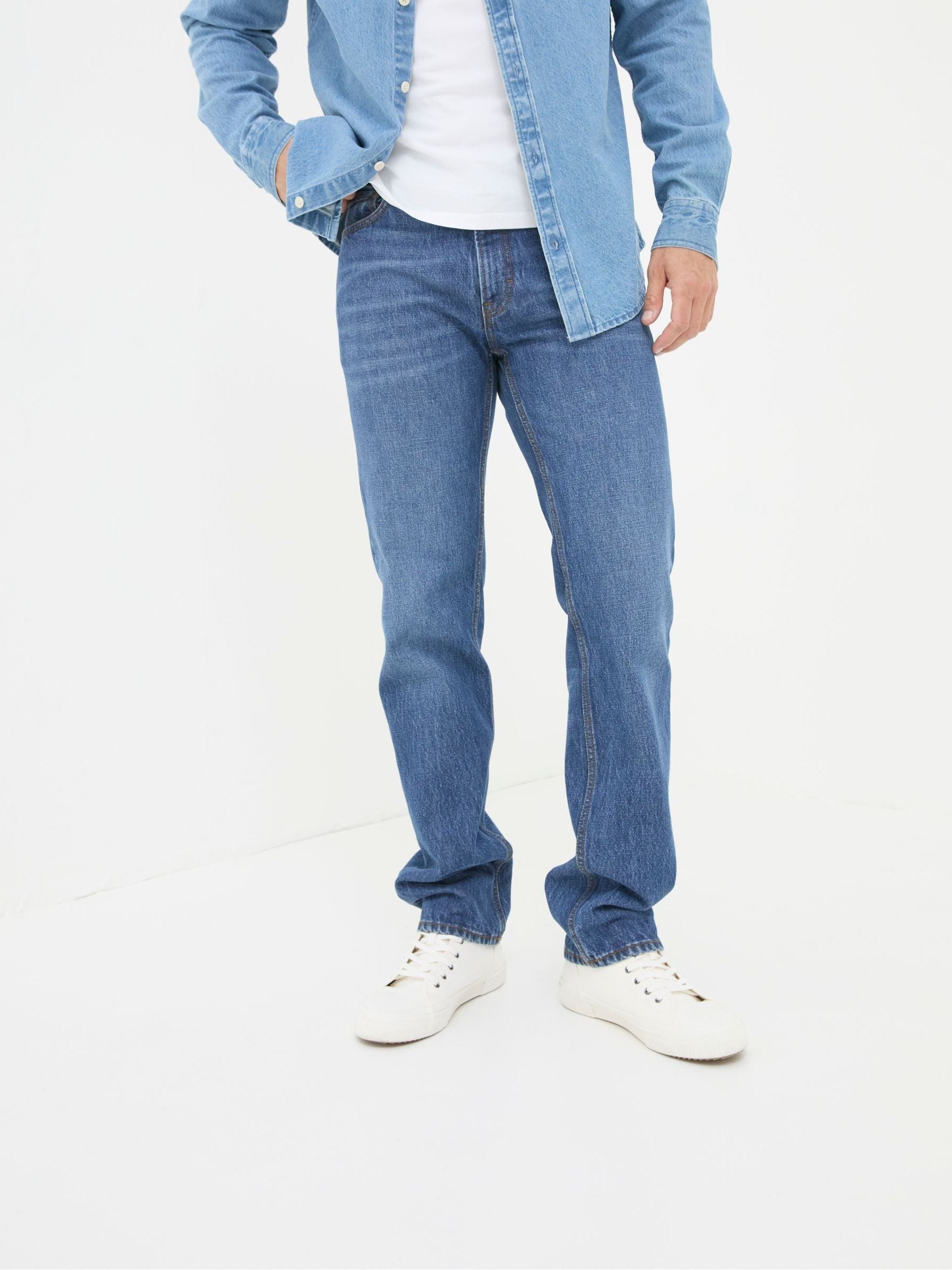 Stone Wash Blue Straight Fit Jeans