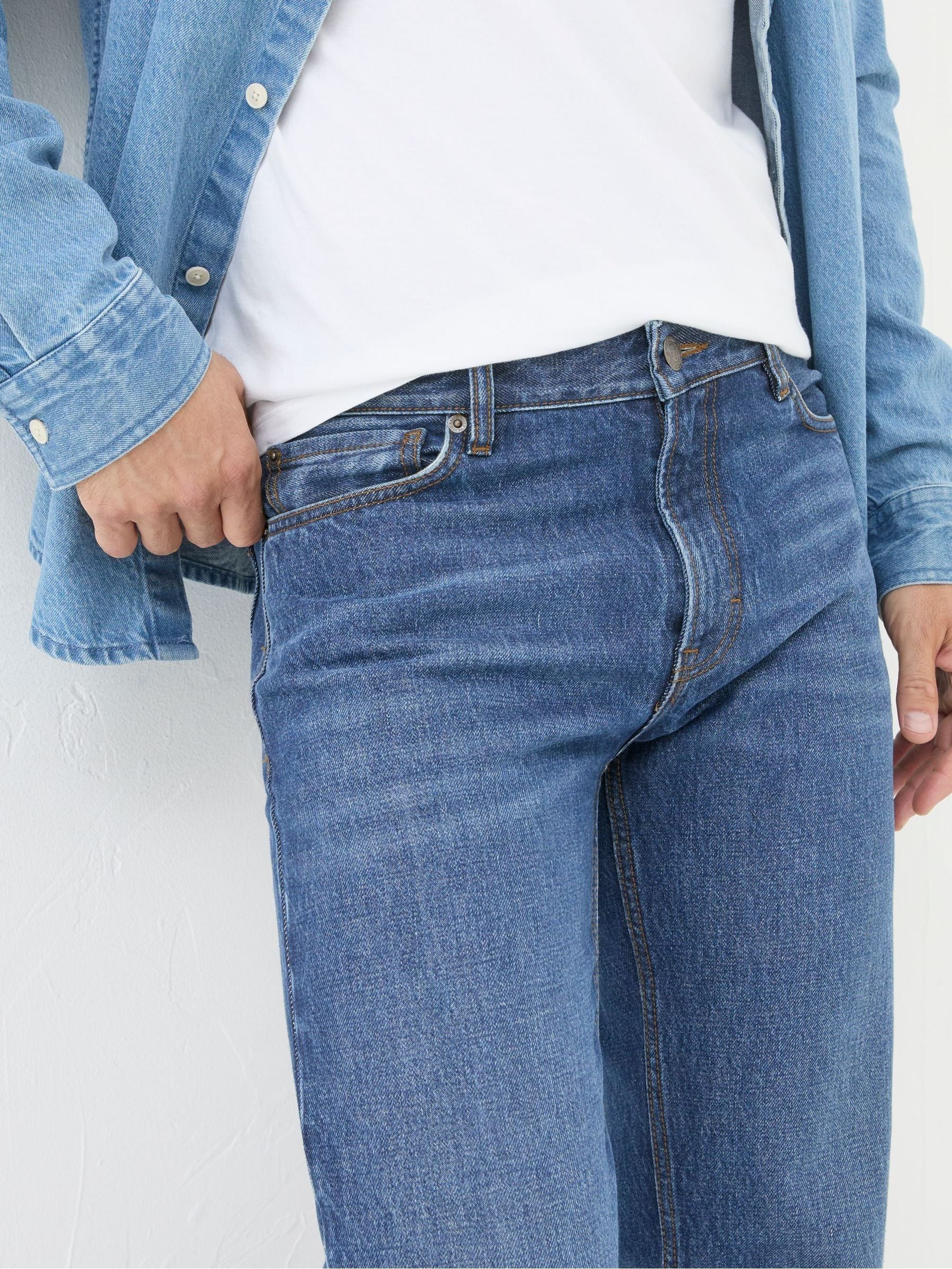 Stone Wash Blue Straight Fit Jeans