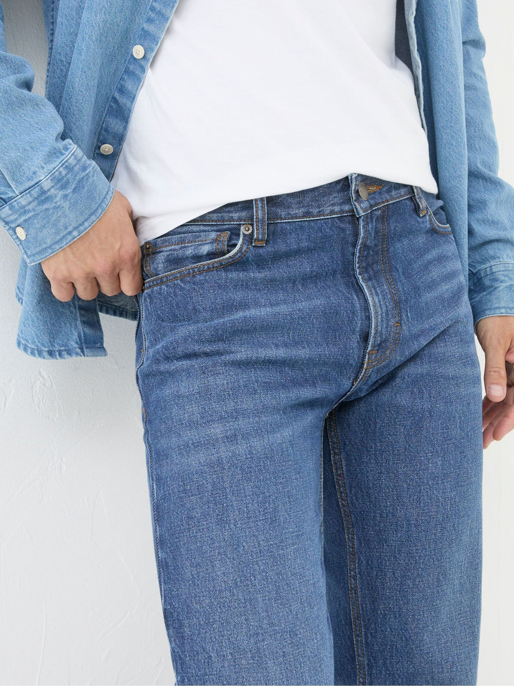 Stone Wash Blue Straight Fit Jeans
