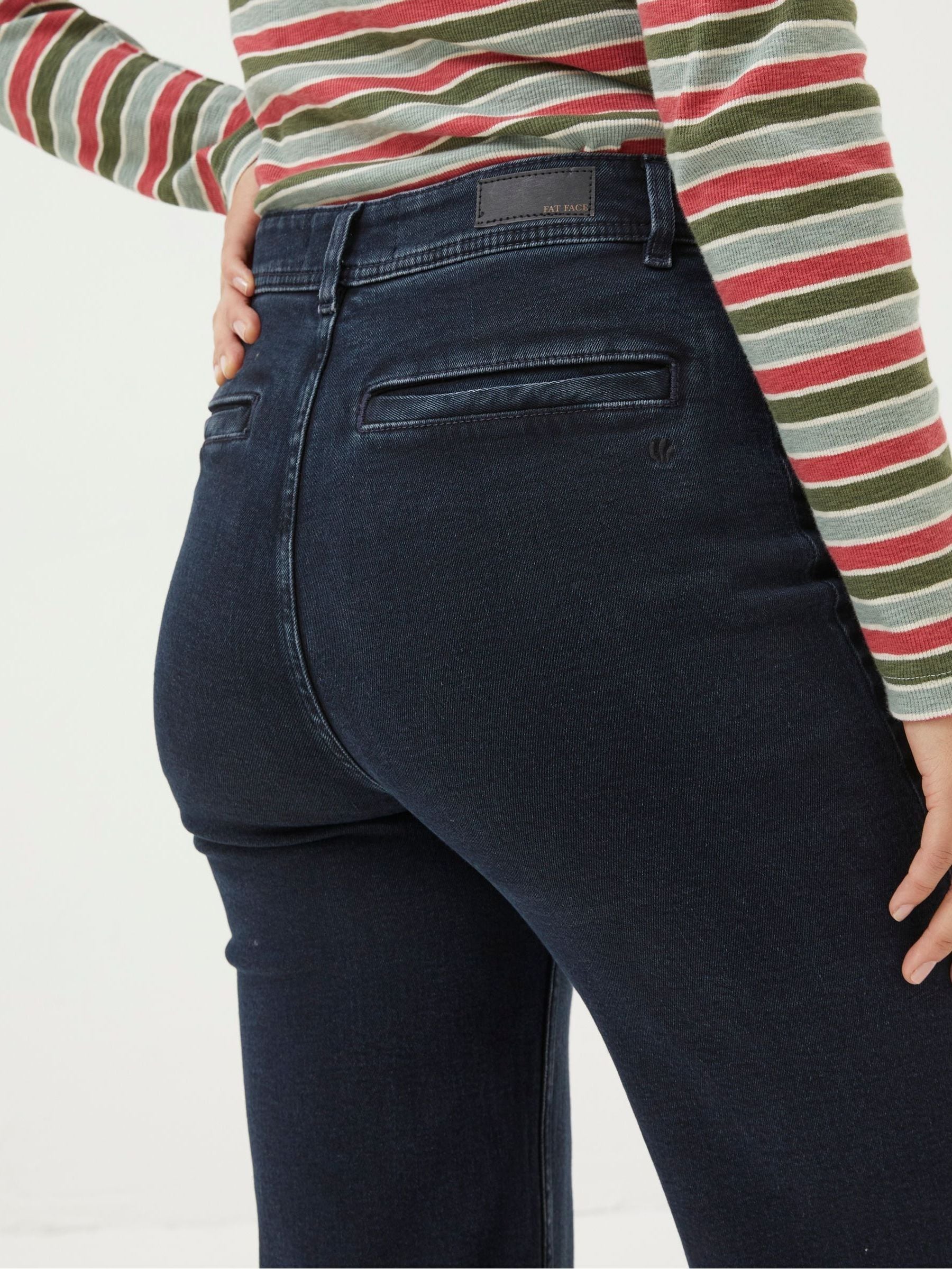Dark Blue Wide Leg Crop Jeans