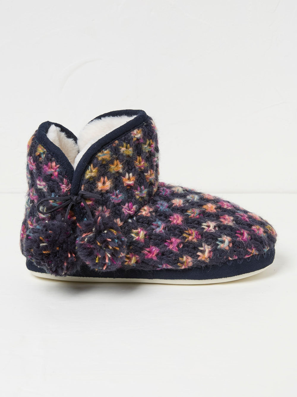 Sara Navy Knit Slippers Boots