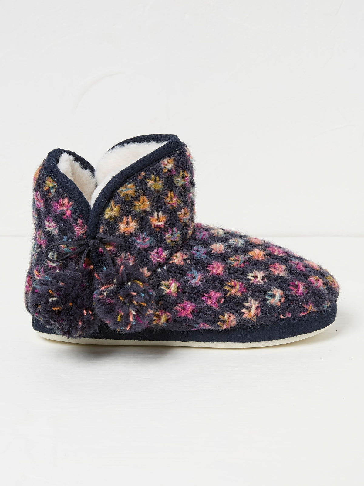 Sara Navy Knit Slippers Boots
