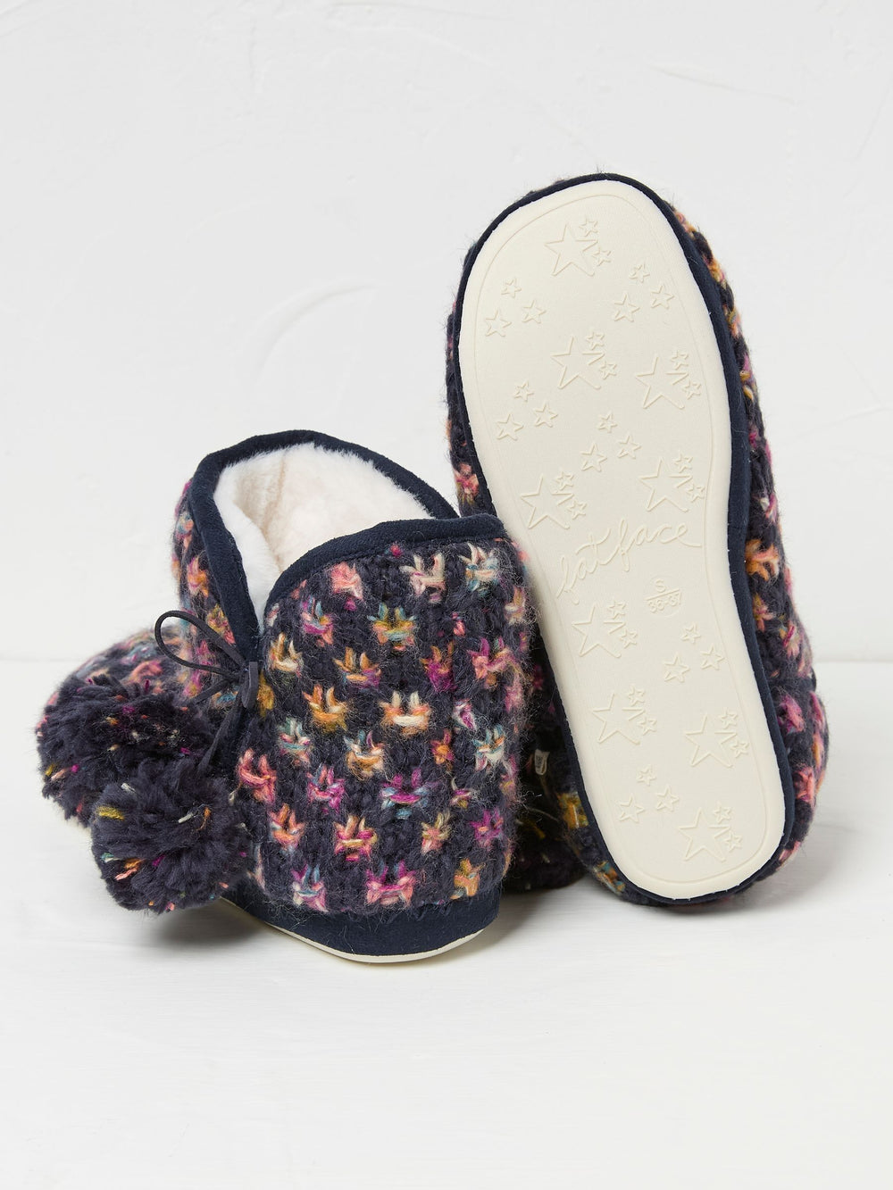 Sara Navy Knit Slippers Boots