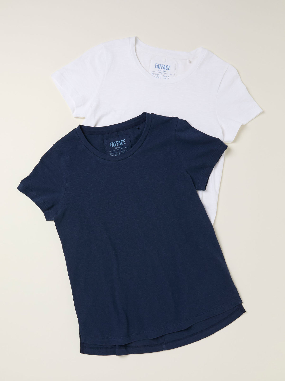 Natalie Navy/White 2 Pack Plain T Shirt