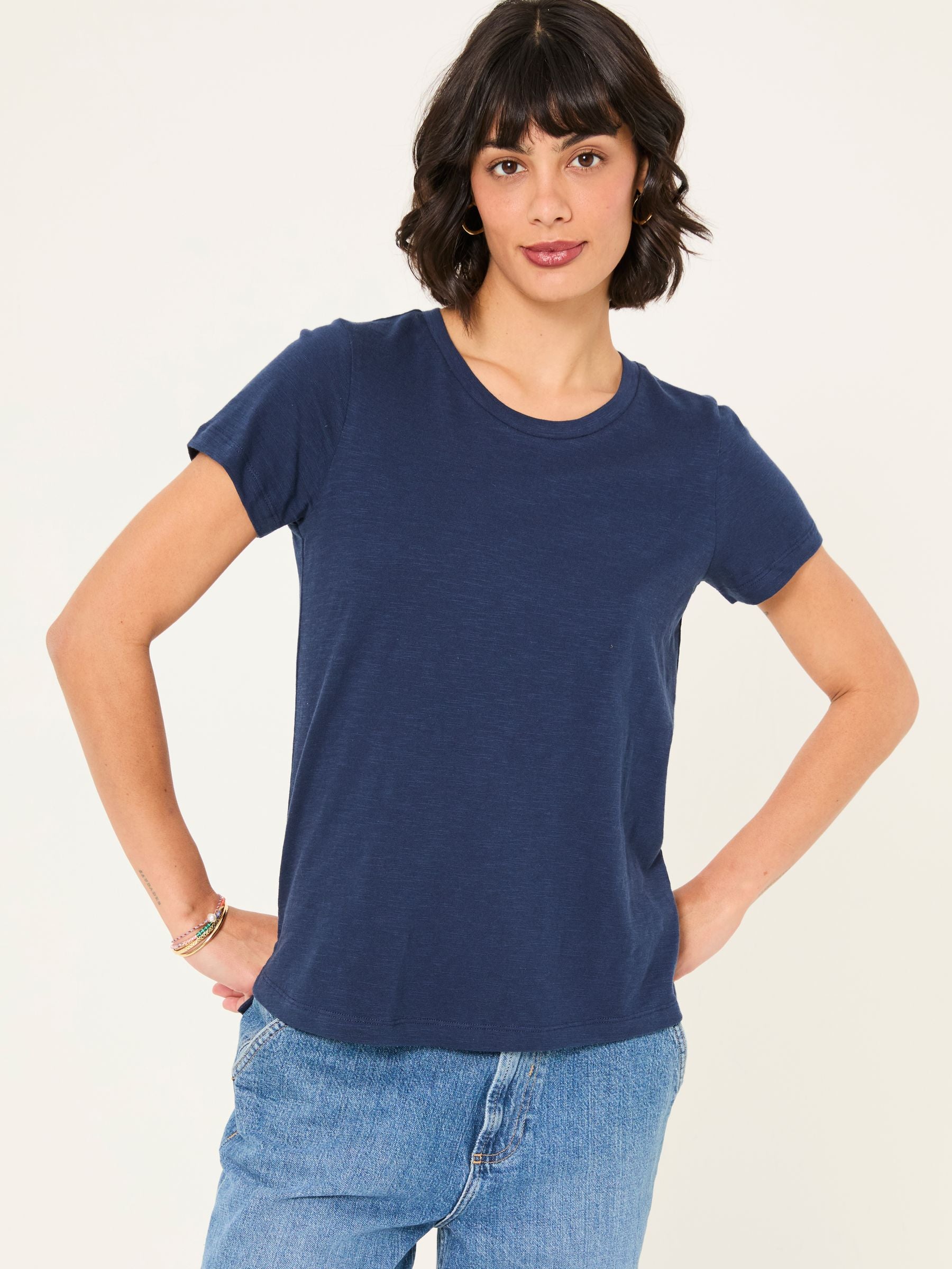 Natalie Navy/White 2 Pack Plain T Shirt