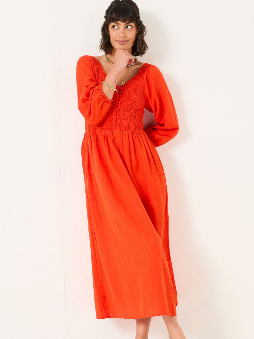 Adele Orange Midi Dress