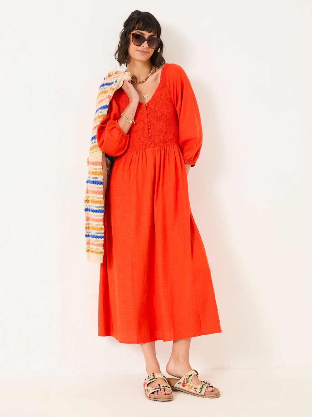 Adele Orange Midi Dress